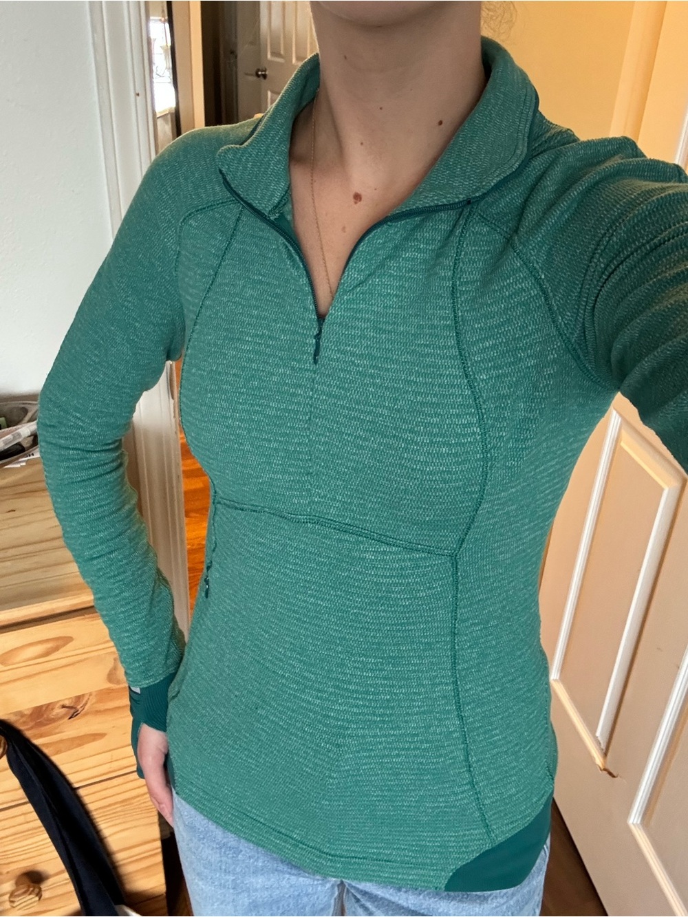 Lululemon green heathered quarter zip